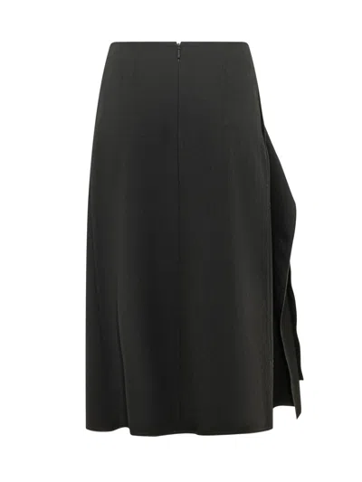 Lanvin Draped Midi Skirt In Black