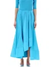 Lanvin Midi Skirt With Asymmetrical Hem And Pleated Design In Pool
