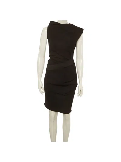 Pre-owned Lanvin Draped Mini Dress In Black