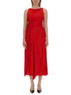Lanvin Draped Red Midi Dress With Flattering Silhouette In Red