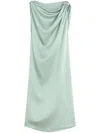 Lanvin Draped Mini Dress With Elegant Detailing In Green