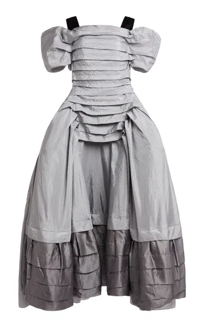 Lanvin Draped Off-shoulder Gown In Gray