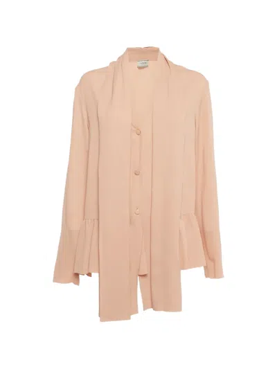 Pre-owned Lanvin Draped Peplum Blouse In Pink