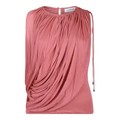 Lanvin Draped Pleated Top In Pink