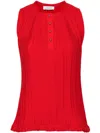 LANVIN DRAPED PLEATED TOP IN RADIANT RED