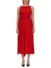 Lanvin Draped Red Midi Dress With Flattering Silhouette