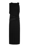Lanvin Draped Satin Midi Dress In Black