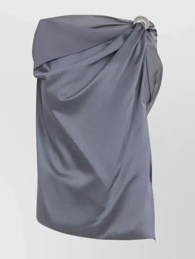 LANVIN DRAPED SATIN TOP METALLIC DETAIL
