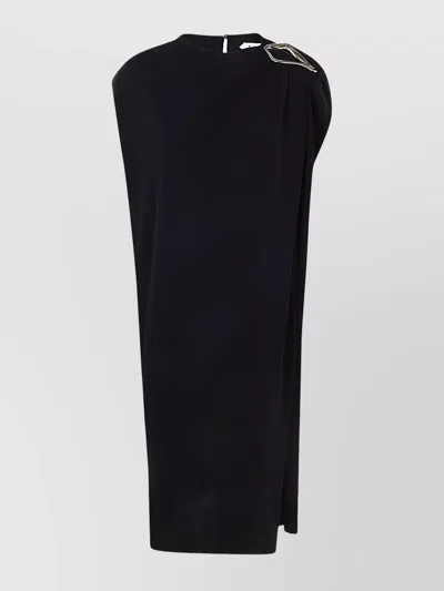 Lanvin Draped Shoulder Cut-out Dress In Black