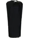 Lanvin Draped Shoulder Cut-out Dress In Black