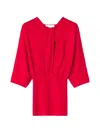 Lanvin Draped Three-quarter-sleeve Sweater In Red