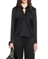 Lanvin Draped Long-sleeved Blouse In Black