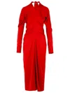 Lanvin Draped V-neck Dress In Red