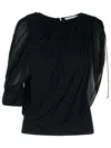 Lanvin Top Drappeggio In Black