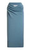 Lanvin Draped-waist Wool-blend Midi Skirt
