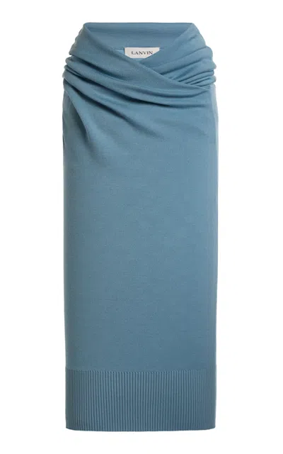 Lanvin Draped-waist Wool-blend Midi Skirt