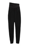 Lanvin Draped-waist Wool Straight-leg Pants