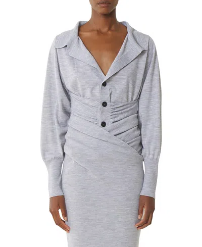 Lanvin Button Long-sleeve Cardigan In Gray