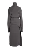 Lanvin Draped Wool-cashmere Midi Dress In Grey