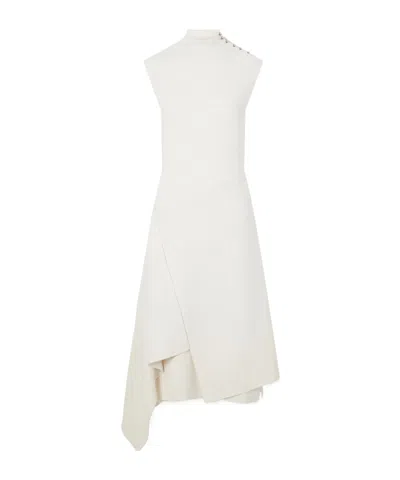 Lanvin Draped Wool-blend Turtleneck Midi Dress In White