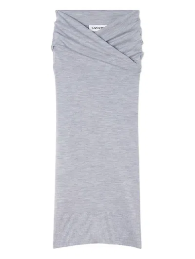 Lanvin Draped Wrap-effect Midi Skirt In Blue