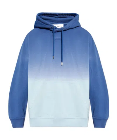 Lanvin Drawstring Long-sleeved Hoodie In Blue