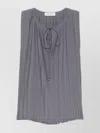 Lanvin Drawstring Neck Pleated Sleeve Top
