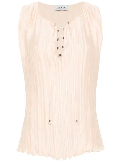 LANVIN DRAWSTRING PLISSÉ BLOUSE