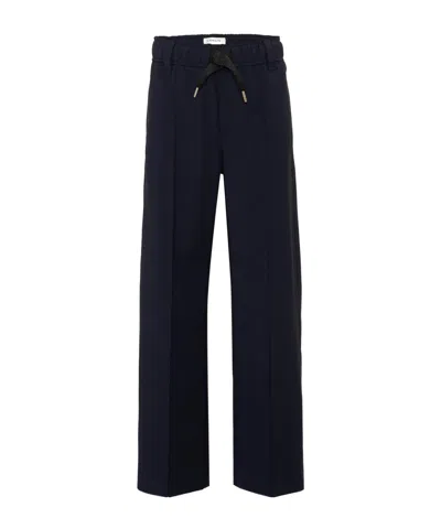 Lanvin Drawstring Pressed-crease Trousers In Blue