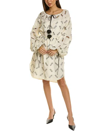 Lanvin Drawstring Waist Shift Dress In Neutral