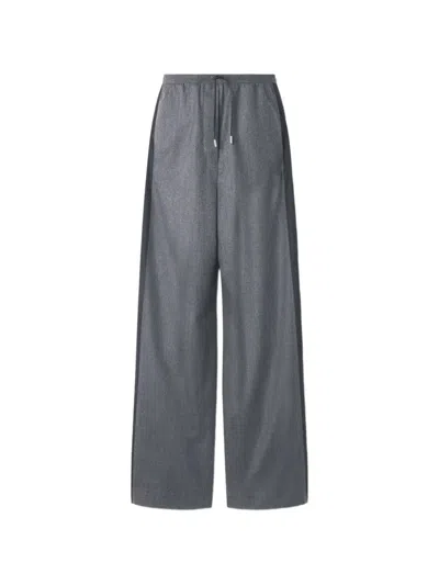 Lanvin Drawstring Wide-leg Trousers In Gray