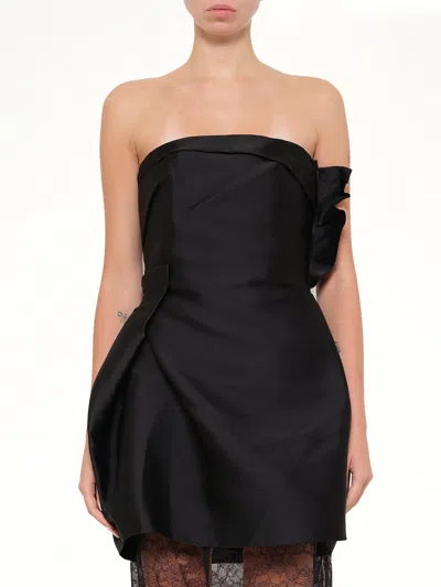 Lanvin Lace-detail Strapless Midi Dress In Black