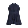 Lanvin Short Ruffle Dress Front Drawstring In Blue