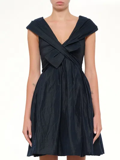 Lanvin Bow-detail Pleated Dress In Black