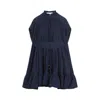 Lanvin Short Ruffle Dress Front Drawstring In Blue
