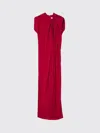 Lanvin Long Draped Dress In Red