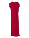Lanvin Long Draped Dress In Red