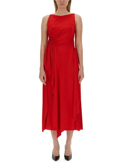 Lanvin Dress With Drape In Red