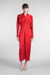 Lanvin Draped V-neck Dress In Red