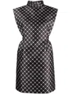 Lanvin Floral-print Satin Minidress In Black