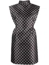 Lanvin Floral-print Satin Minidress In Black
