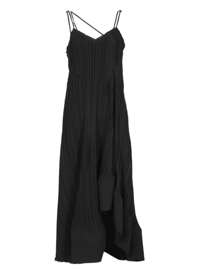 Lanvin Pleated Sleeveless Dress In Black