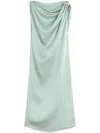 Lanvin Draped Mini Dress With Elegant Detailing In Green Grey
