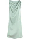 Lanvin Draped Mini Dress With Elegant Detailing In Green Grey