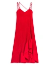 Lanvin Long Pleated Strapped Dress In Red