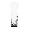 Lanvin Sleeveless Pleated Midi Dress With Abstract Pattern In White