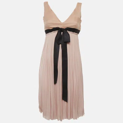 Lanvin Dusty Pink Chiffon Bow Detail Mini Dress