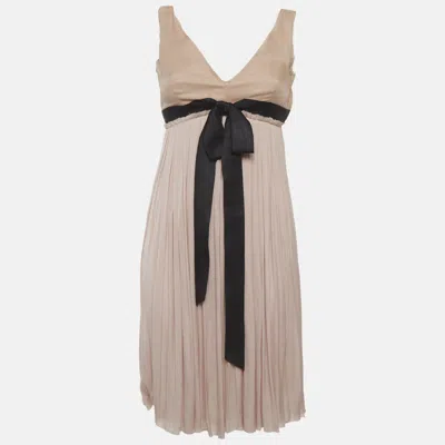 Pre-owned Lanvin Dusty Pink Chiffon Bow Detail Mini Dress M