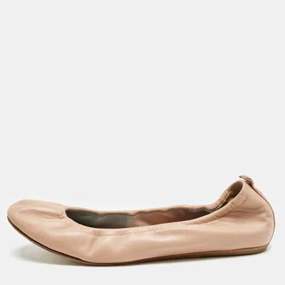 Lanvin Dusty Pink Leather Scrunch Ballet Flats