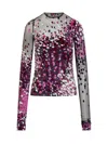 Lanvin Semi-sheer Long-sleeve Top In Fuchsia/japanese Ink